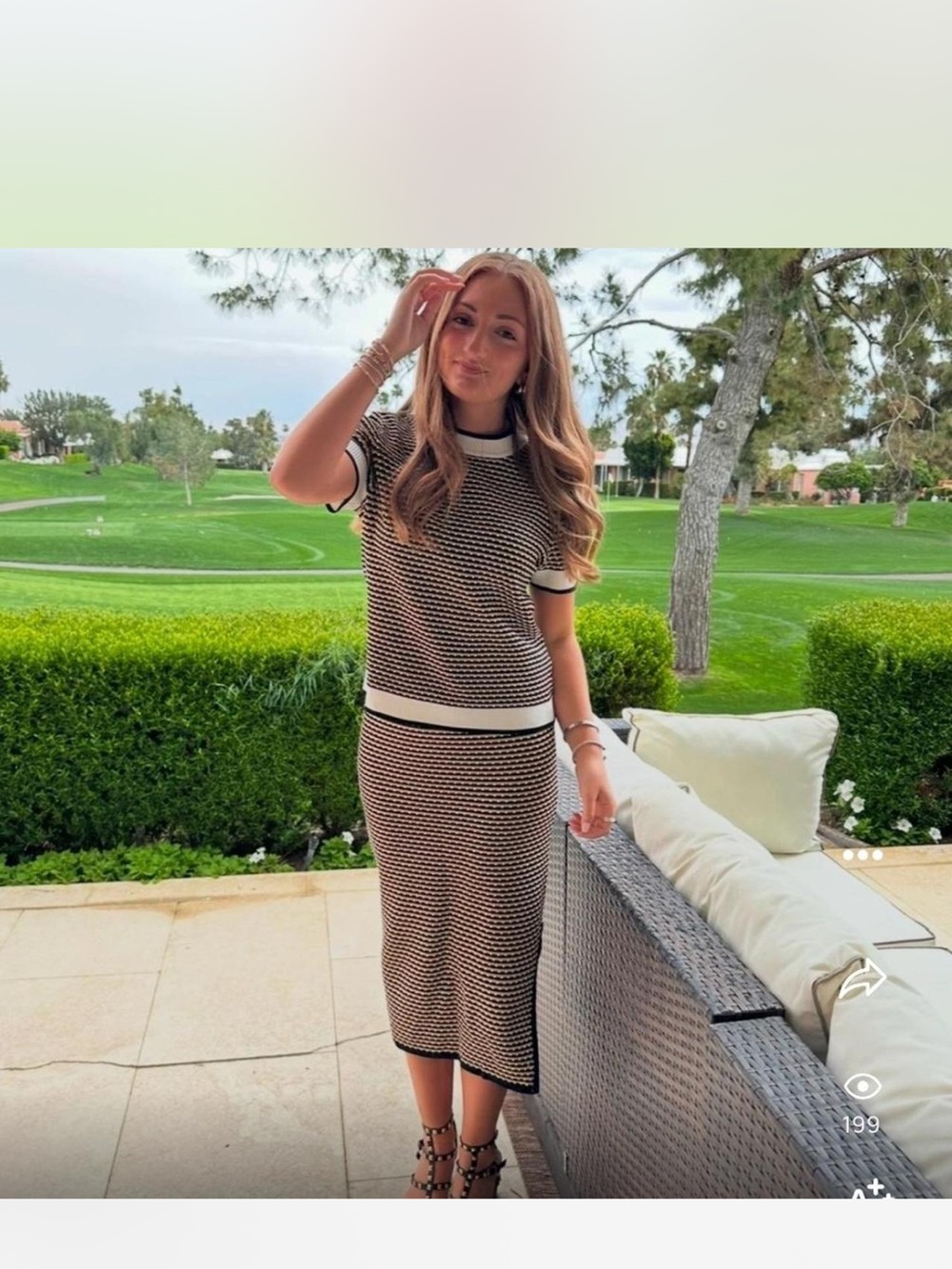 T.J.Maxx Black & Cream Knit Midi Skirt Set
